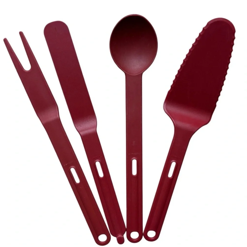Tupperware Kitchen Duos 4 Pc Kitchen Utensils Paprika Red Spoon Pie Fork Spatula